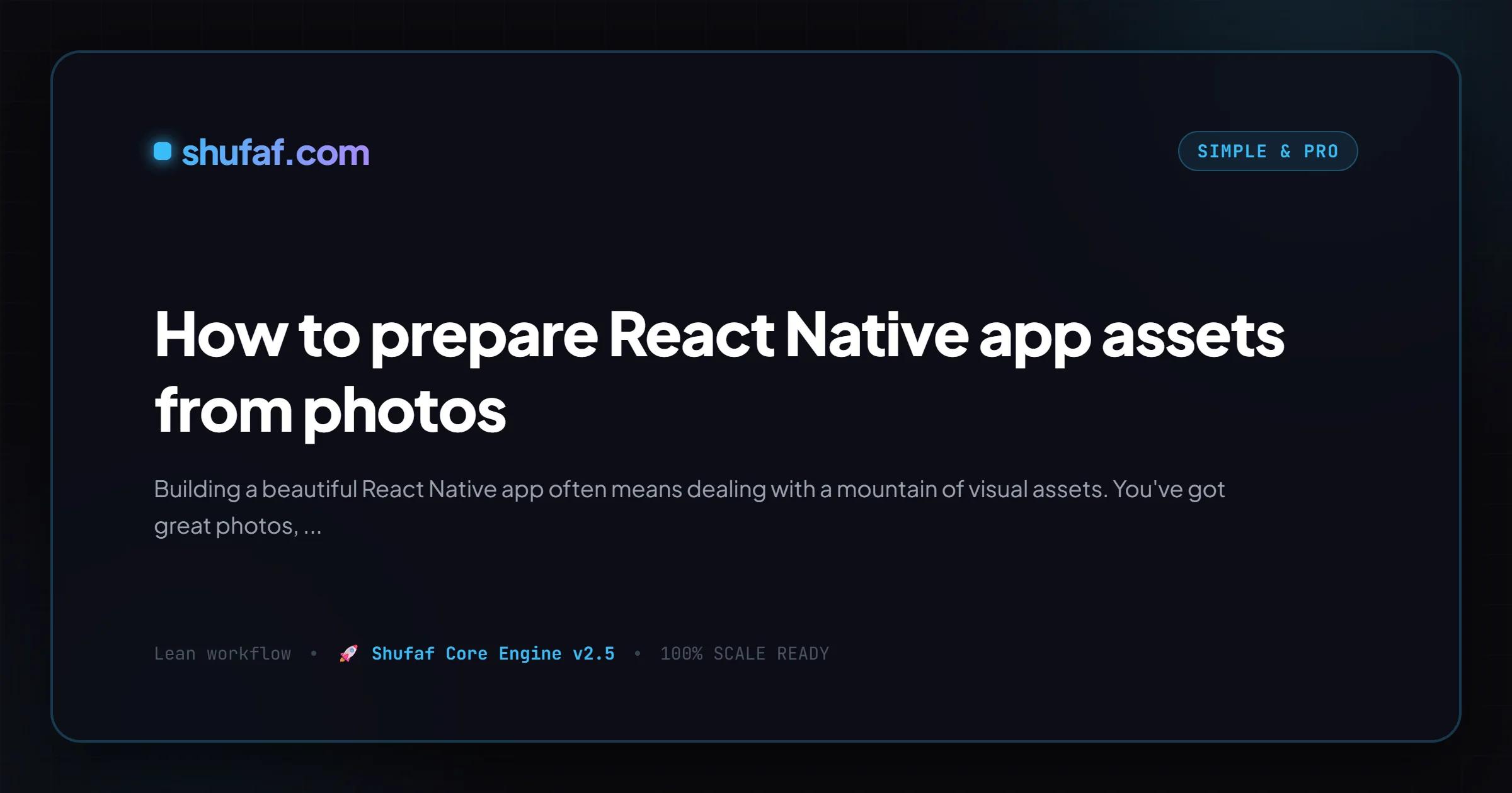 How to prepare React Native app assets from photos